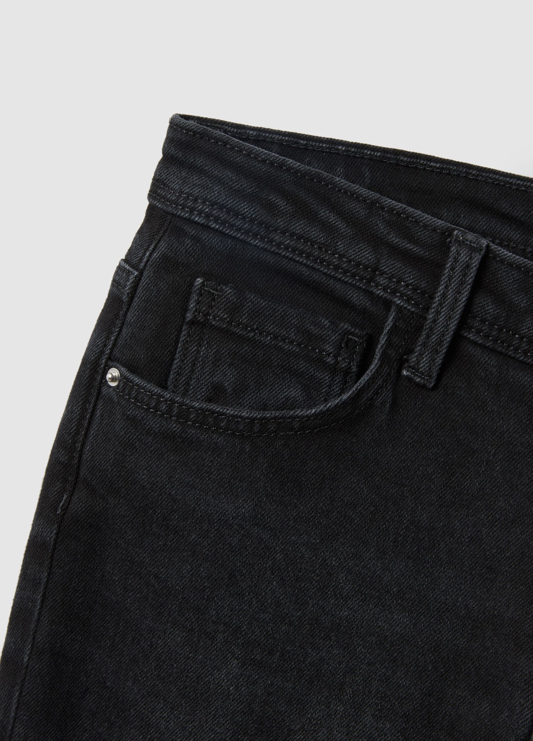Black stretch cotton bootcut jeans