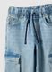 Blue pure cotton regular fit cargo pocket trousers for boys_2