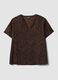 Brown pure viscose blouse with Mandarin collar and animal print, regular fit_4