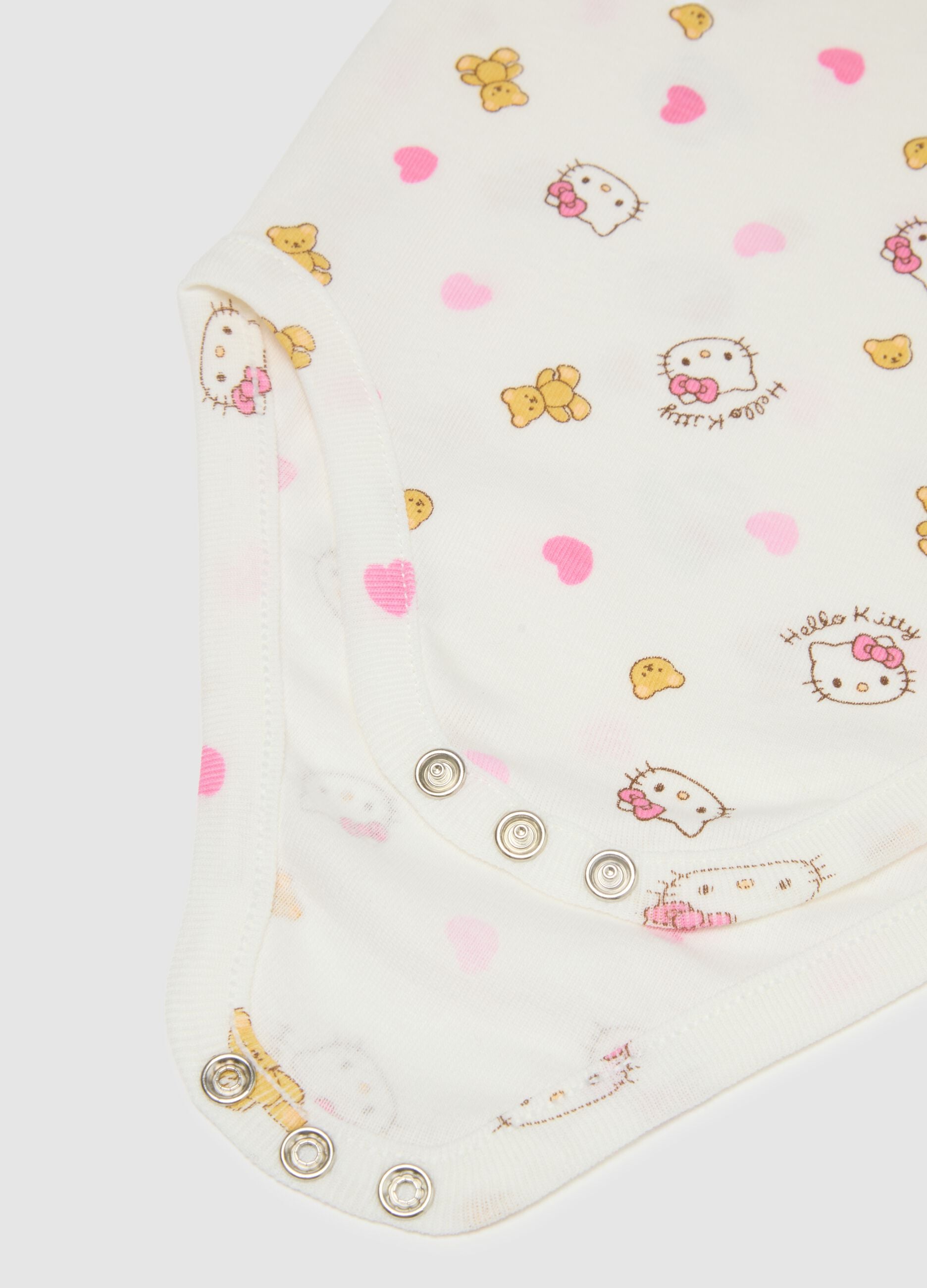 Multicolour cotton sleepsuit set for baby girls with Hello Kitty prints
