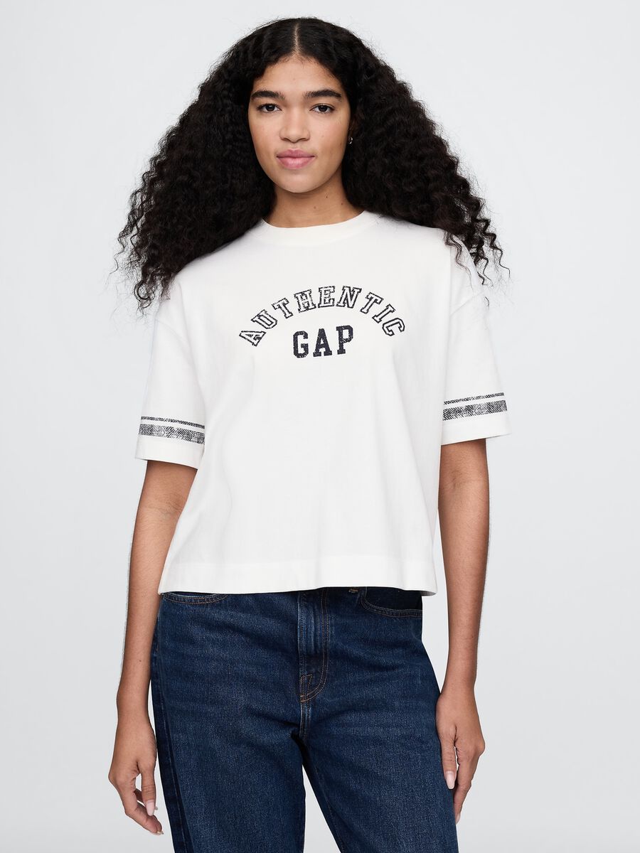 T-shirt a maniche corte in cotone con logo GAP_0