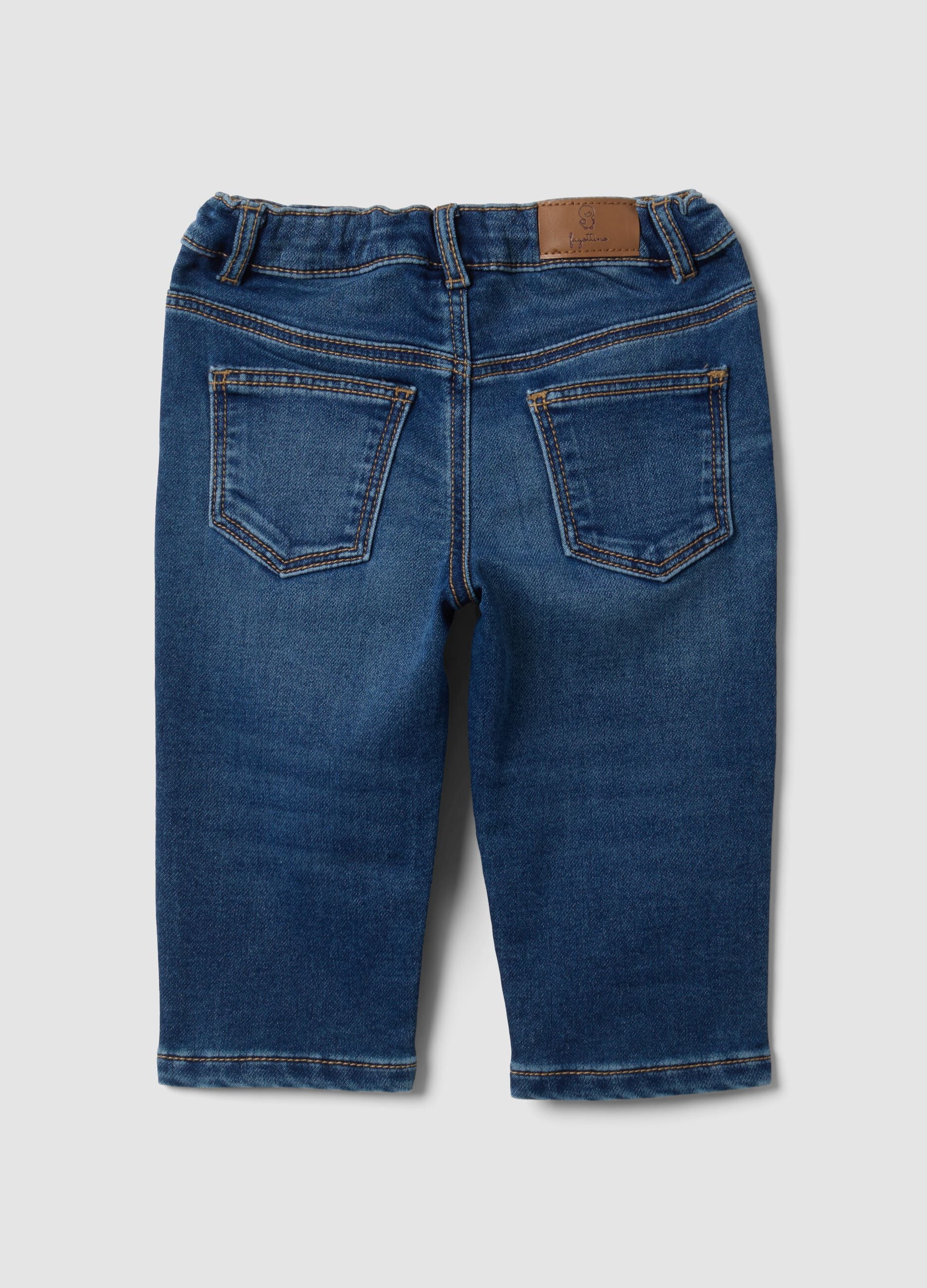 Dark blue stretch-cotton denim jeans, regular fit for baby boy