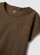 Brown pure cotton T-shirt with broderie anglaise insert_5
