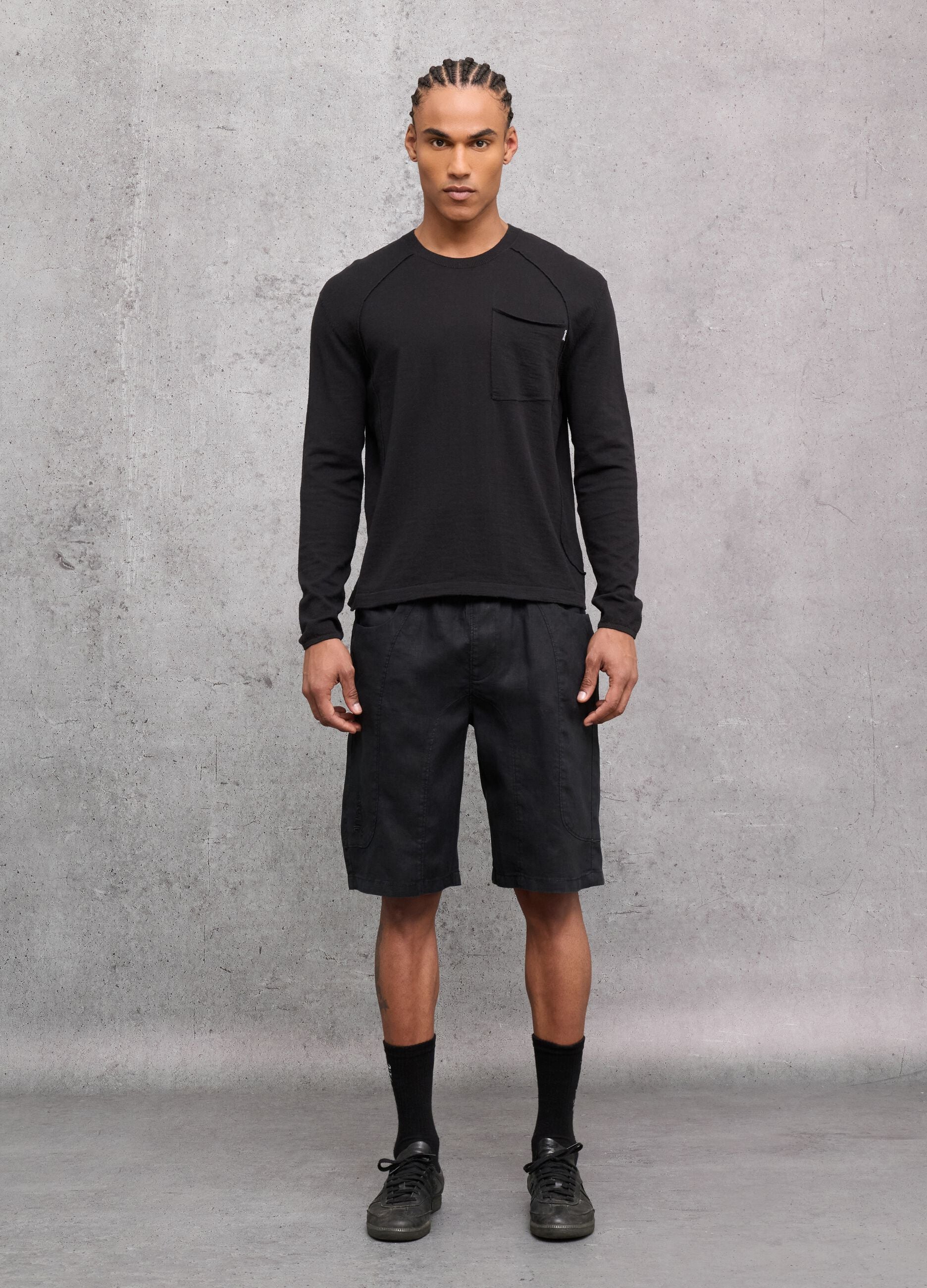 100% Linen Shorts Black