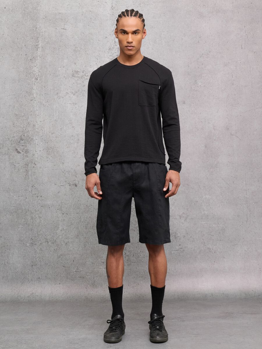 100% Linen Shorts Black_1