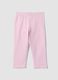 Pink slim fit stretch cotton leggings for girls_0
