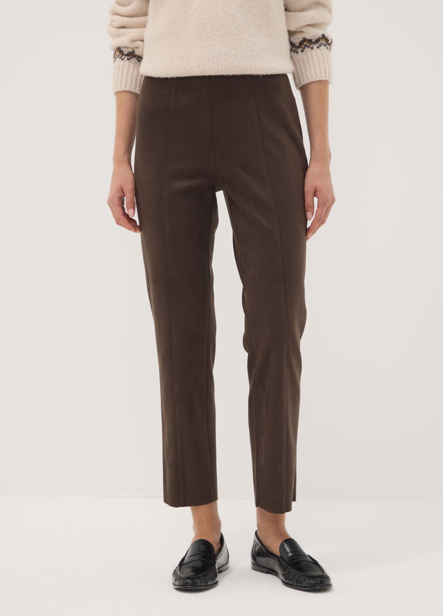 Green slim-fit stretch leggings
