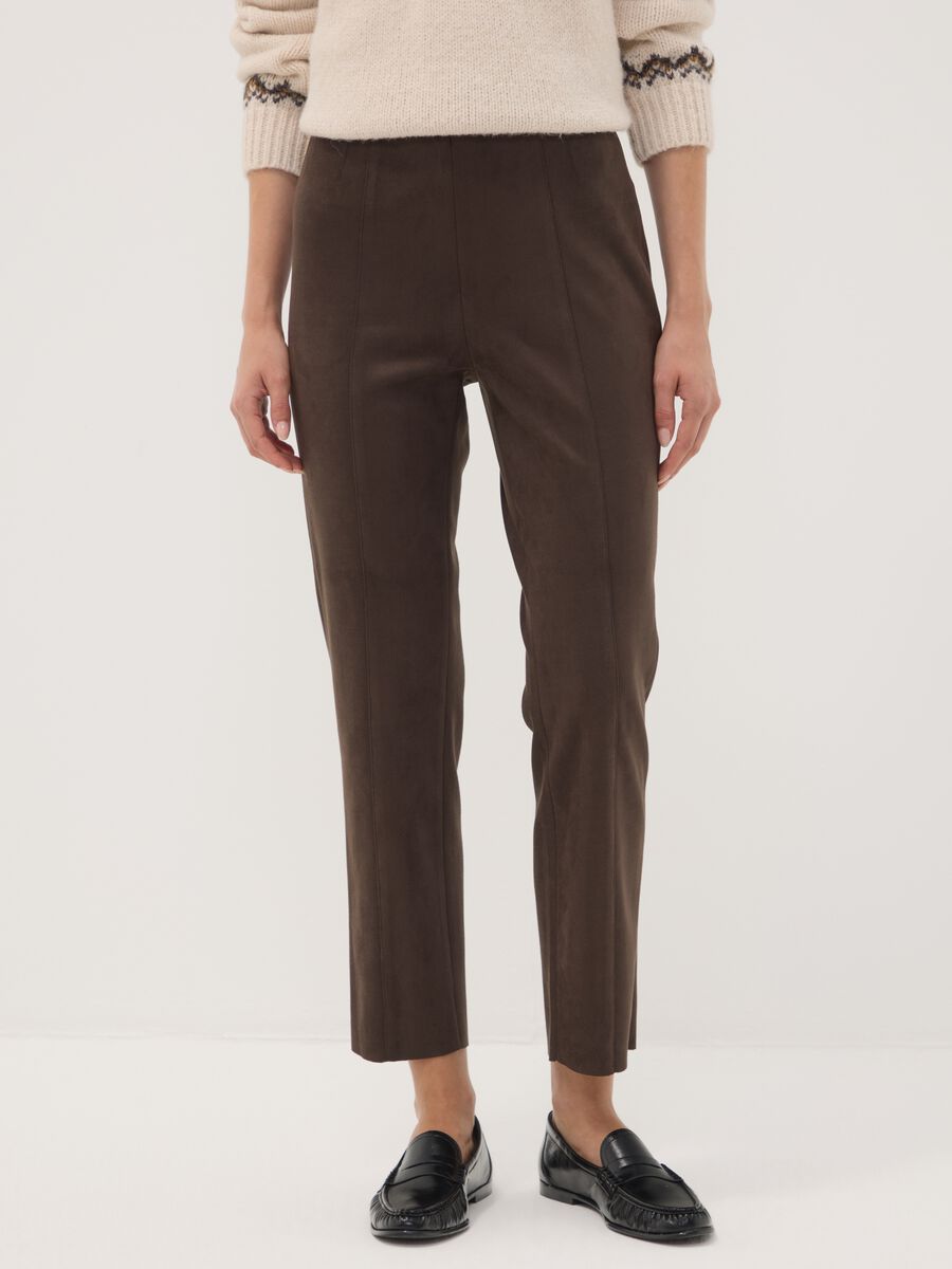 Green slim-fit stretch leggings_1