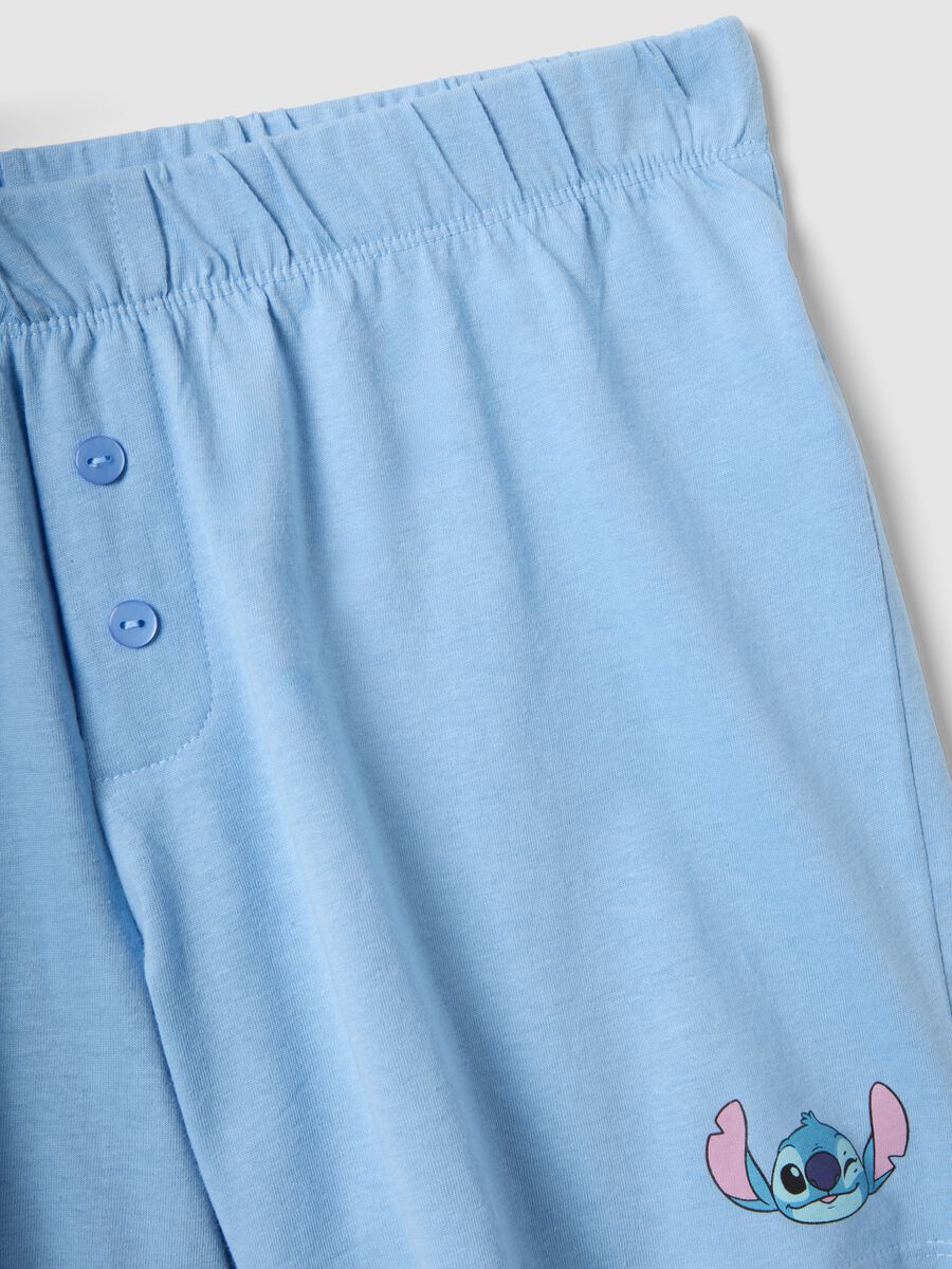 White and light blue short pure cotton pyjamas with Stitch print_2