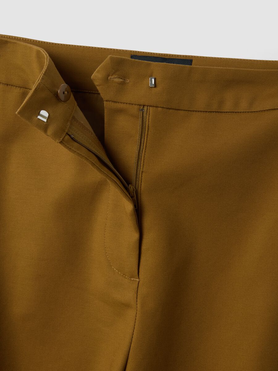 Brown stretch-cotton formal barrel-fit trousers_5