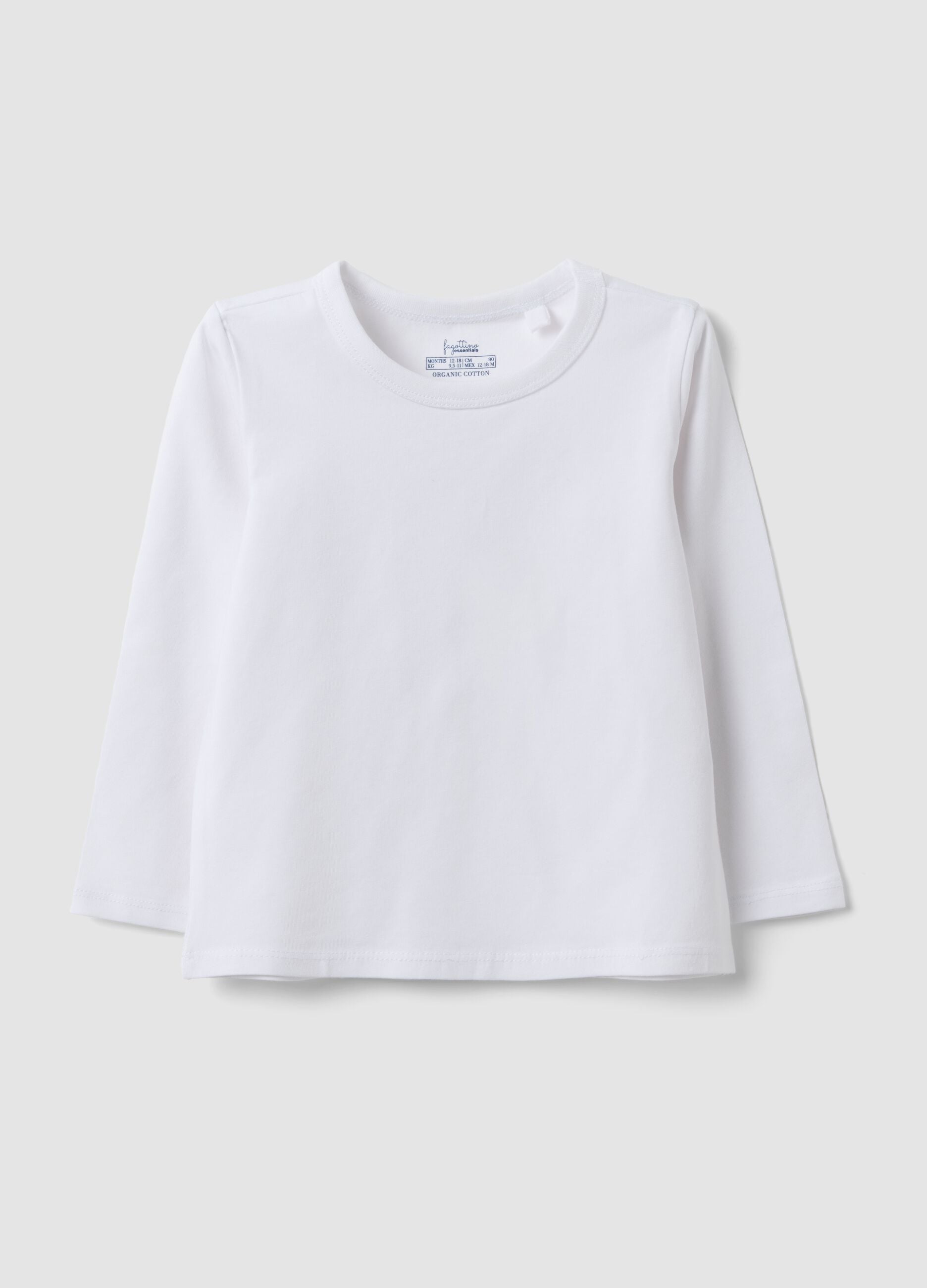 White long-sleeved organic cotton T-shirt