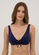 Blue triangle bikini top in stretch fabric with removable padding_0