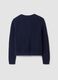 Blue pure cotton crew-neck knit cardigan_6