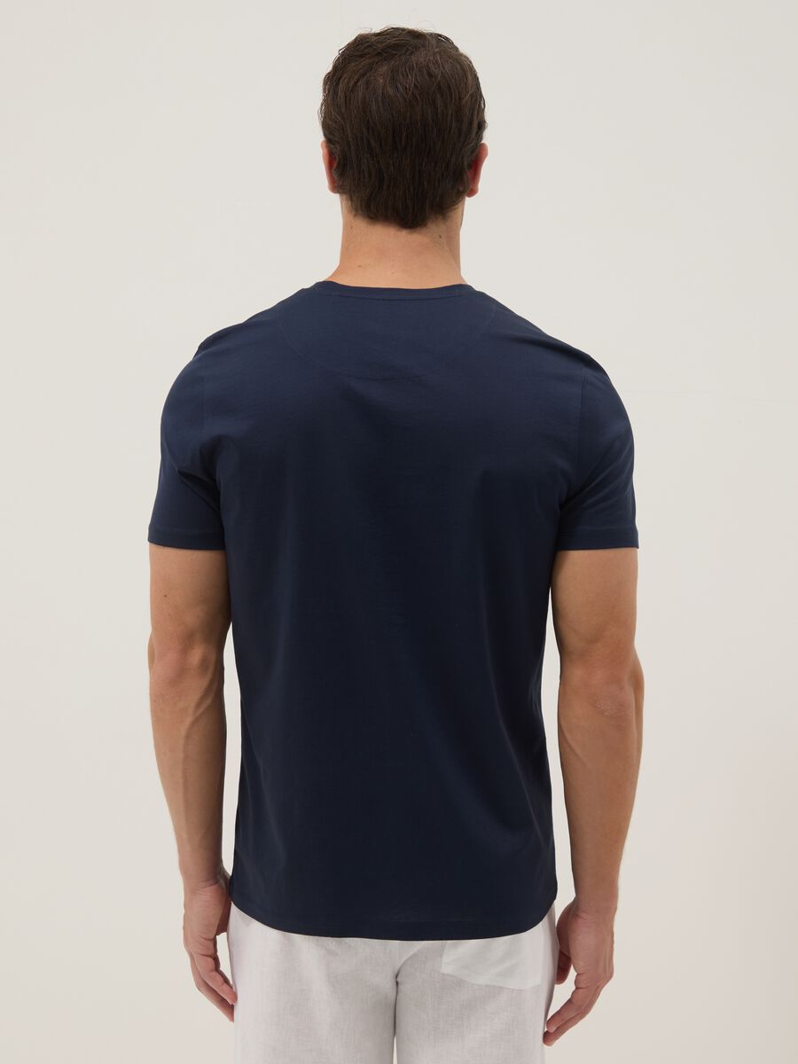 Blue mercerised pure cotton regular-fit T-shirt_2