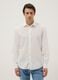 White regular fit linen-cotton blend shirt_0