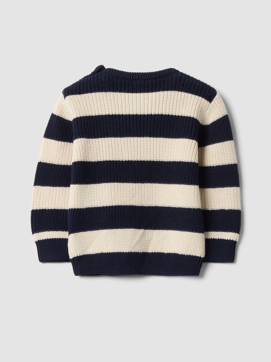 Blue striped pure cotton crew-neck jumper for baby boy_1