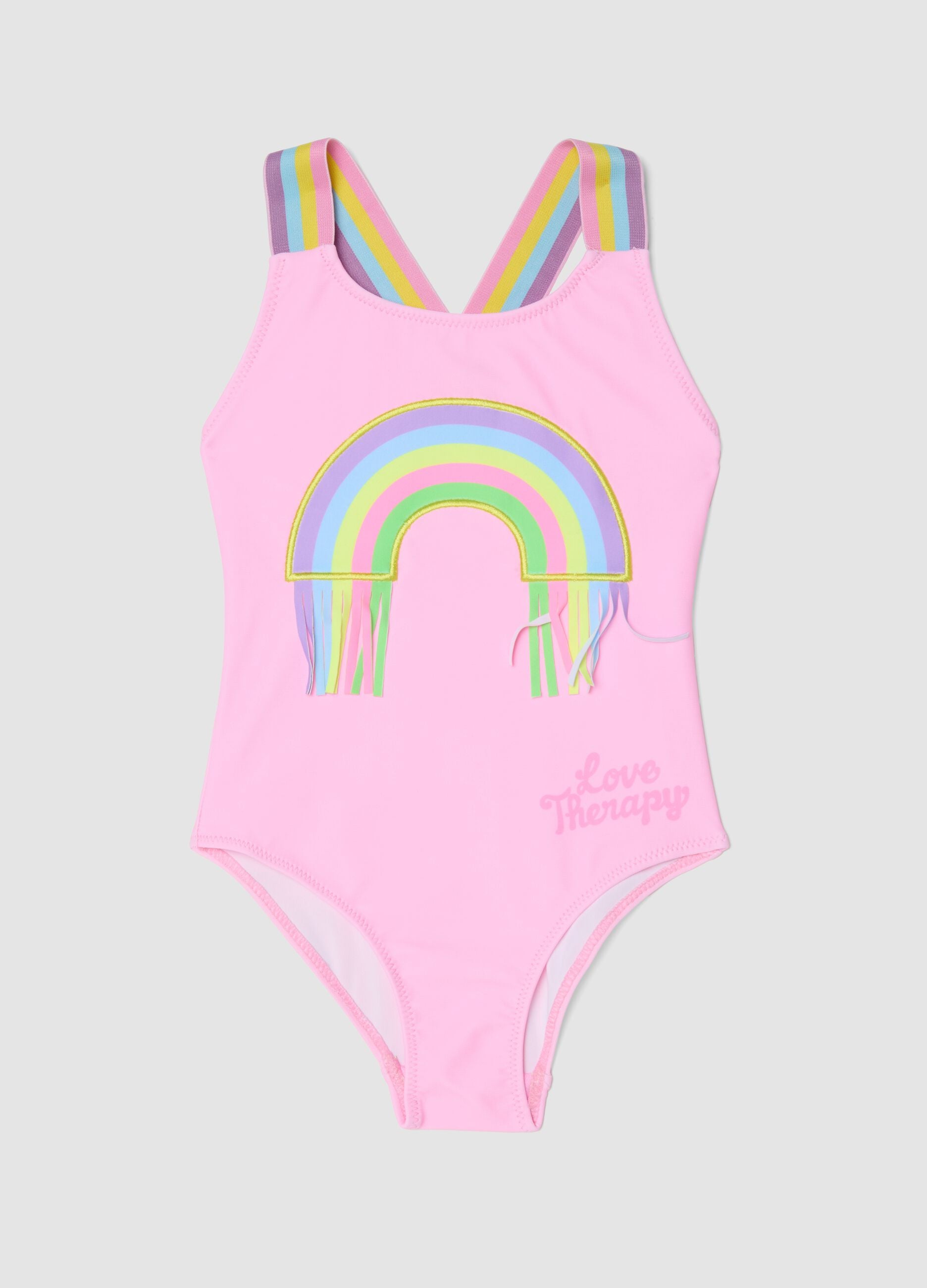 Pink stretchy fabric swimsuit