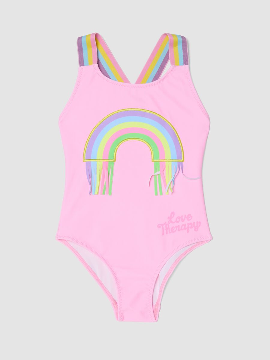 Pink stretchy fabric swimsuit_0