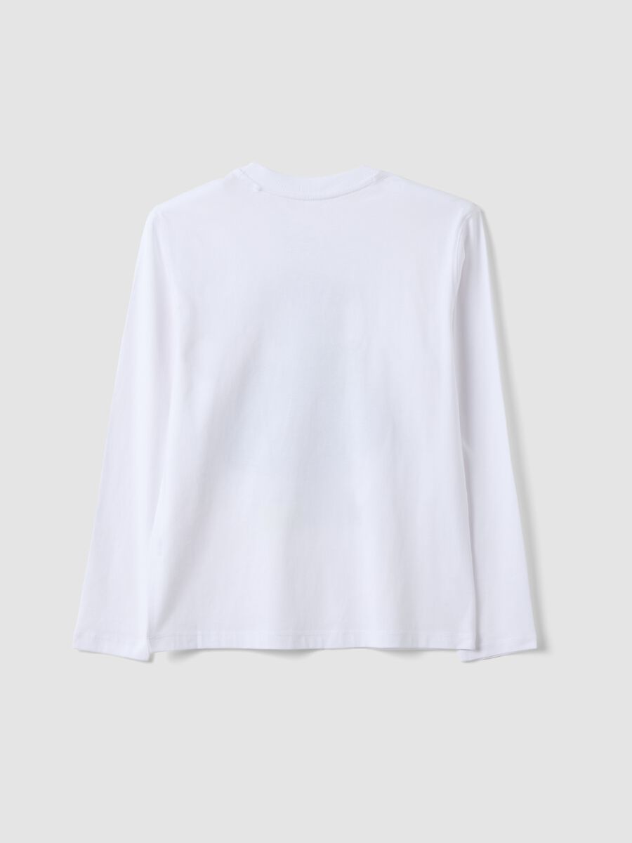 T-shirt bianca in puro cotone organico con stampa scheletro relaxed fit_2