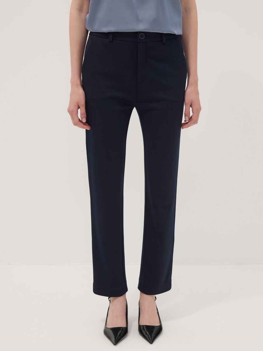 Blue stretch viscose trousers_1