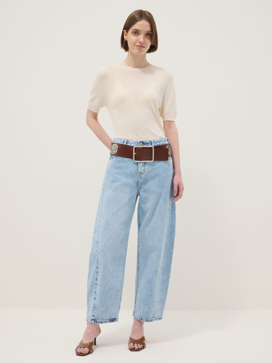 T-shirt in misto viscosa beige regular fit_1