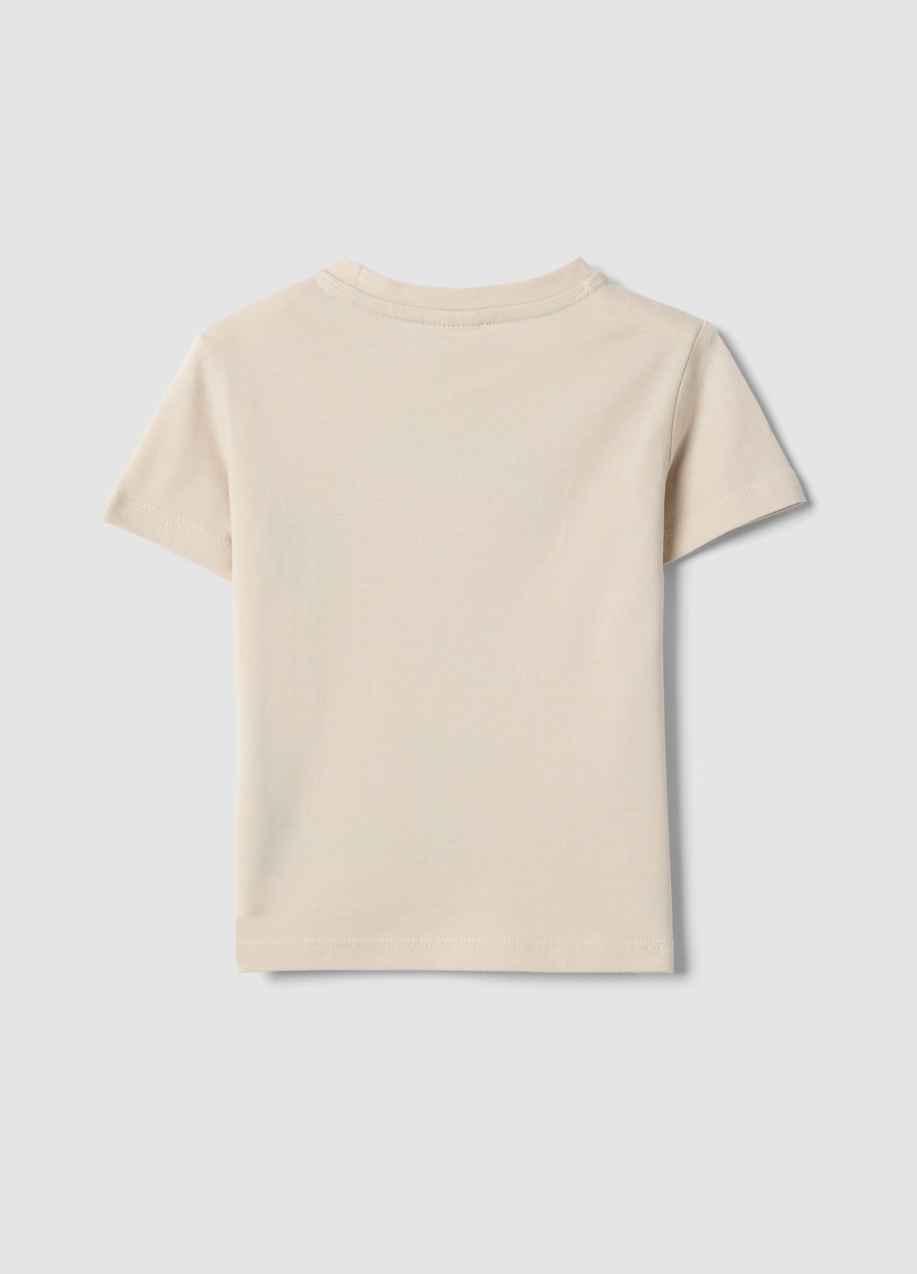 Beige pure cotton kids&rsquo; T-shirt, regular fit, with print