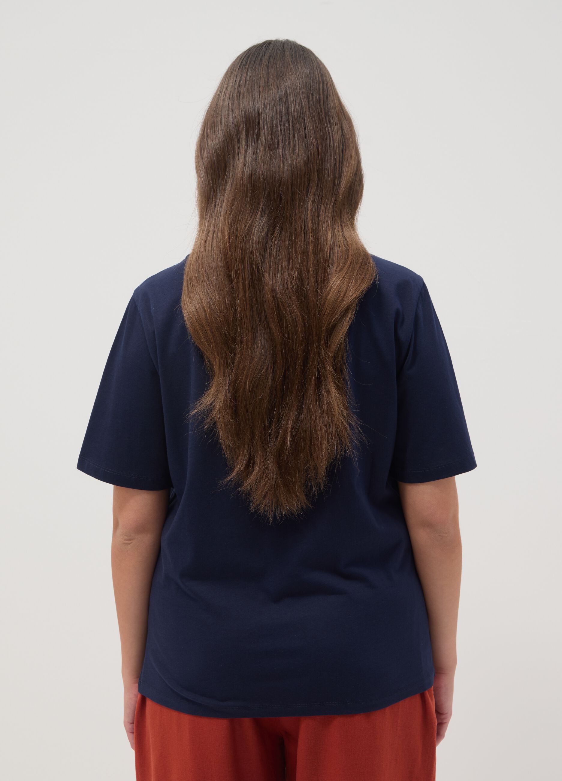 Blue pure cotton T-shirt regular fit with print