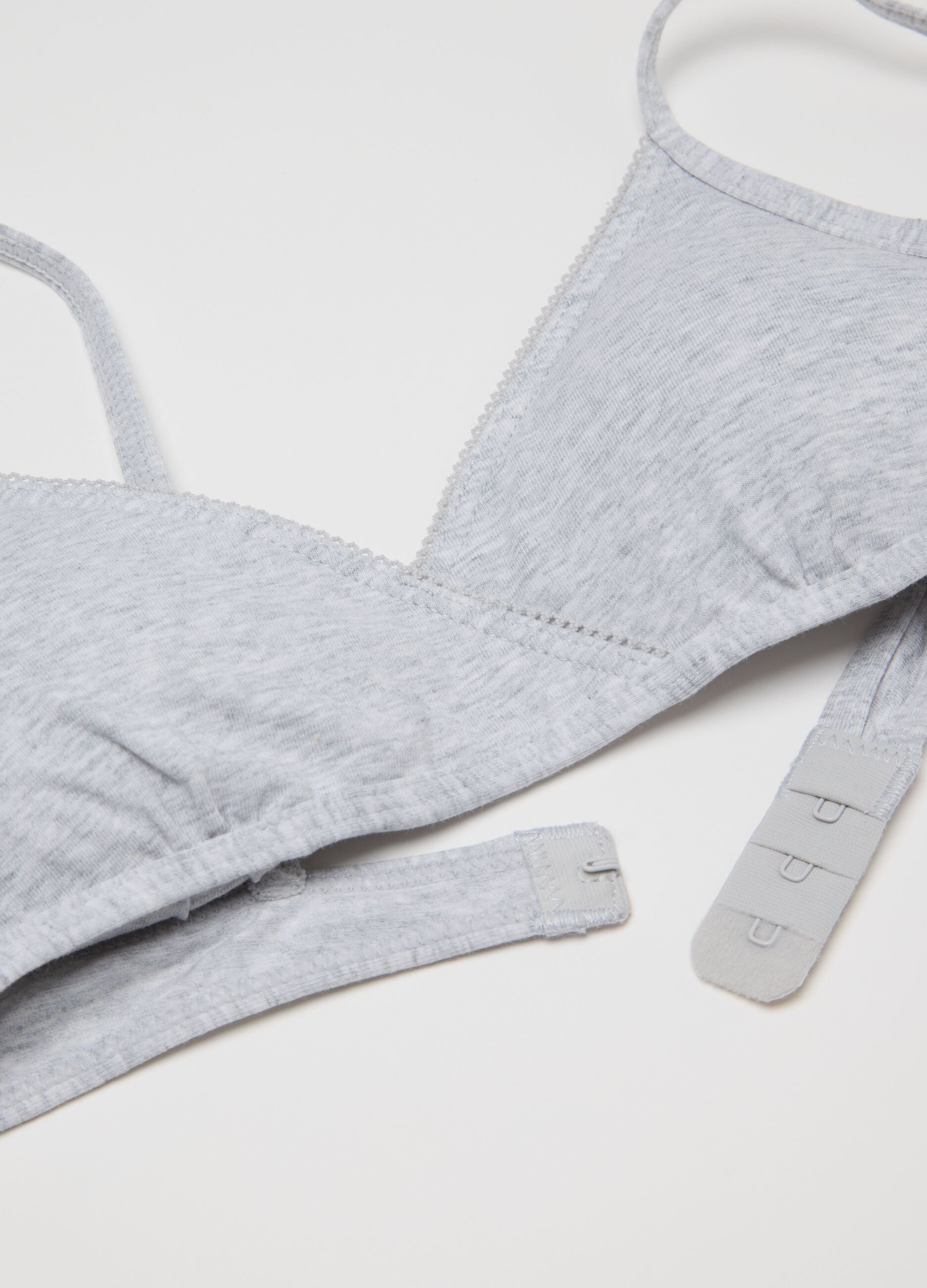 Grey Stretch Cotton Girls' Triangle Bra