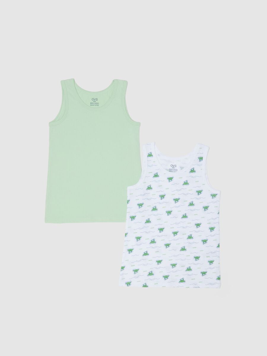 Two-pack of multicolour pure cotton vests for children in regular fit_0