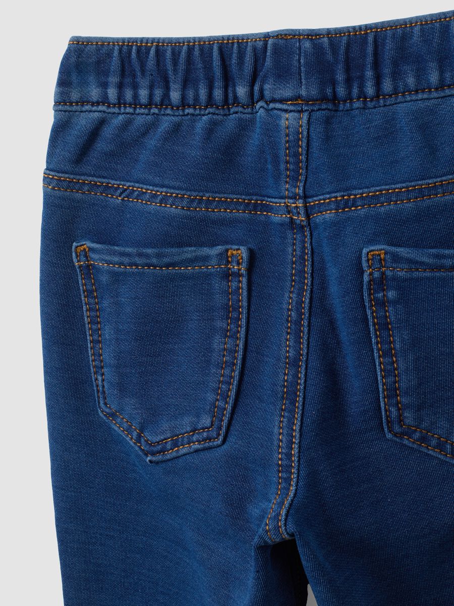 Blue flared stretch-cotton jeggings for girls_3