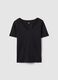 Black pure cotton V-neck regular fit T-shirt_4