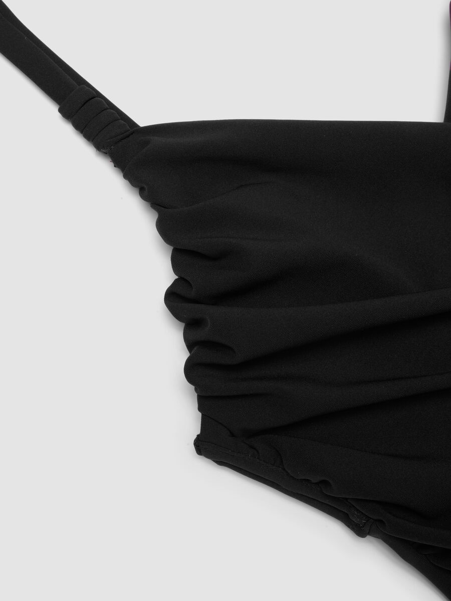 Black draped stretch swimsuit with shaping effect_5