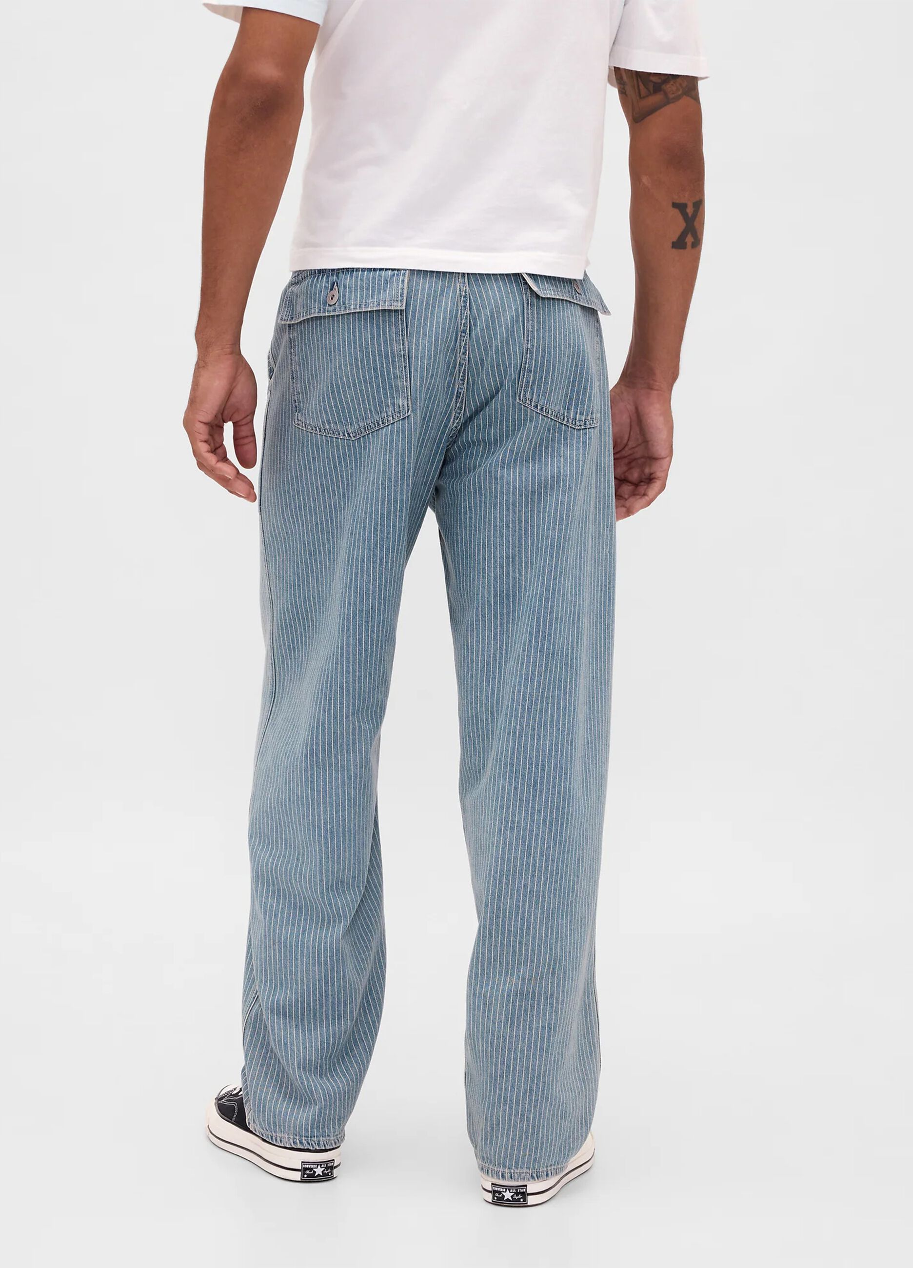 Regular fit azure pure cotton baggy jeans with five pockets