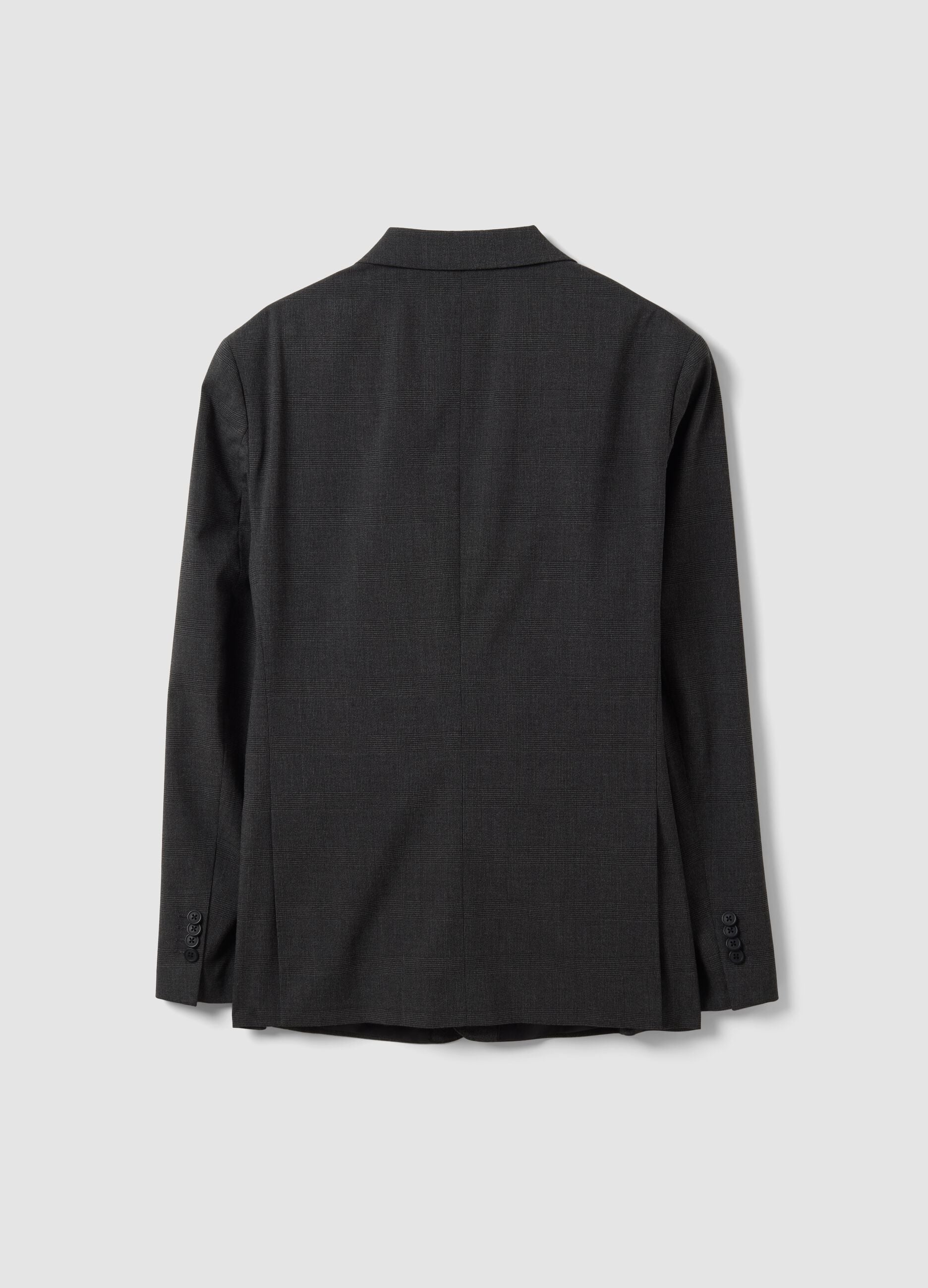 Grey stretch viscose blazer with classic lapels, slim fit