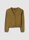 Green V-neck cardigan in pure cotton with regular fit_4