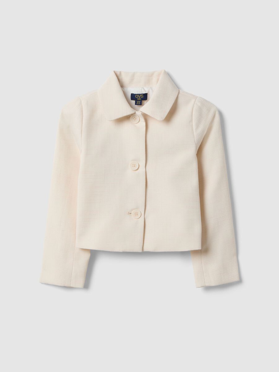 Girls&rsquo; beige regular-fit jacket with buttons_0