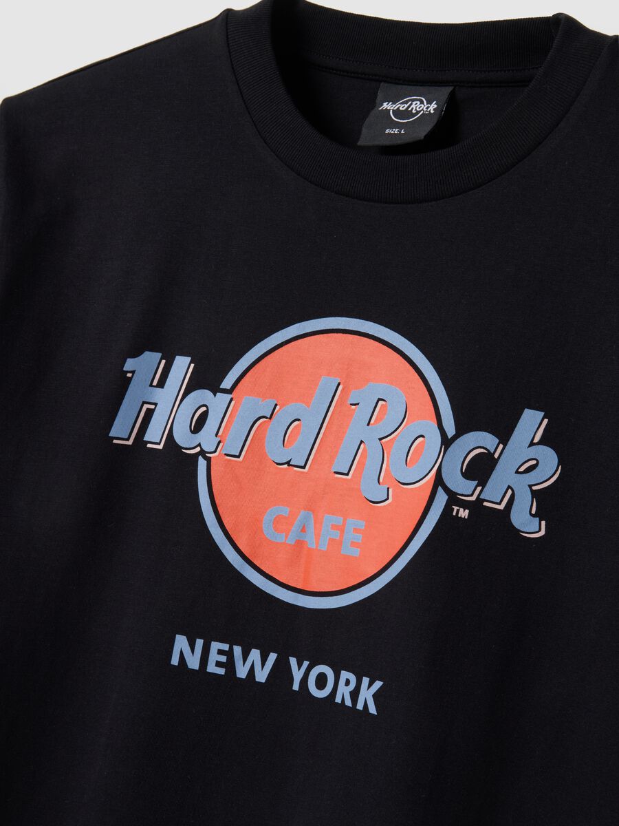 Black pure cotton regular fit T-shirt with Hard Rock Cafe logo_5