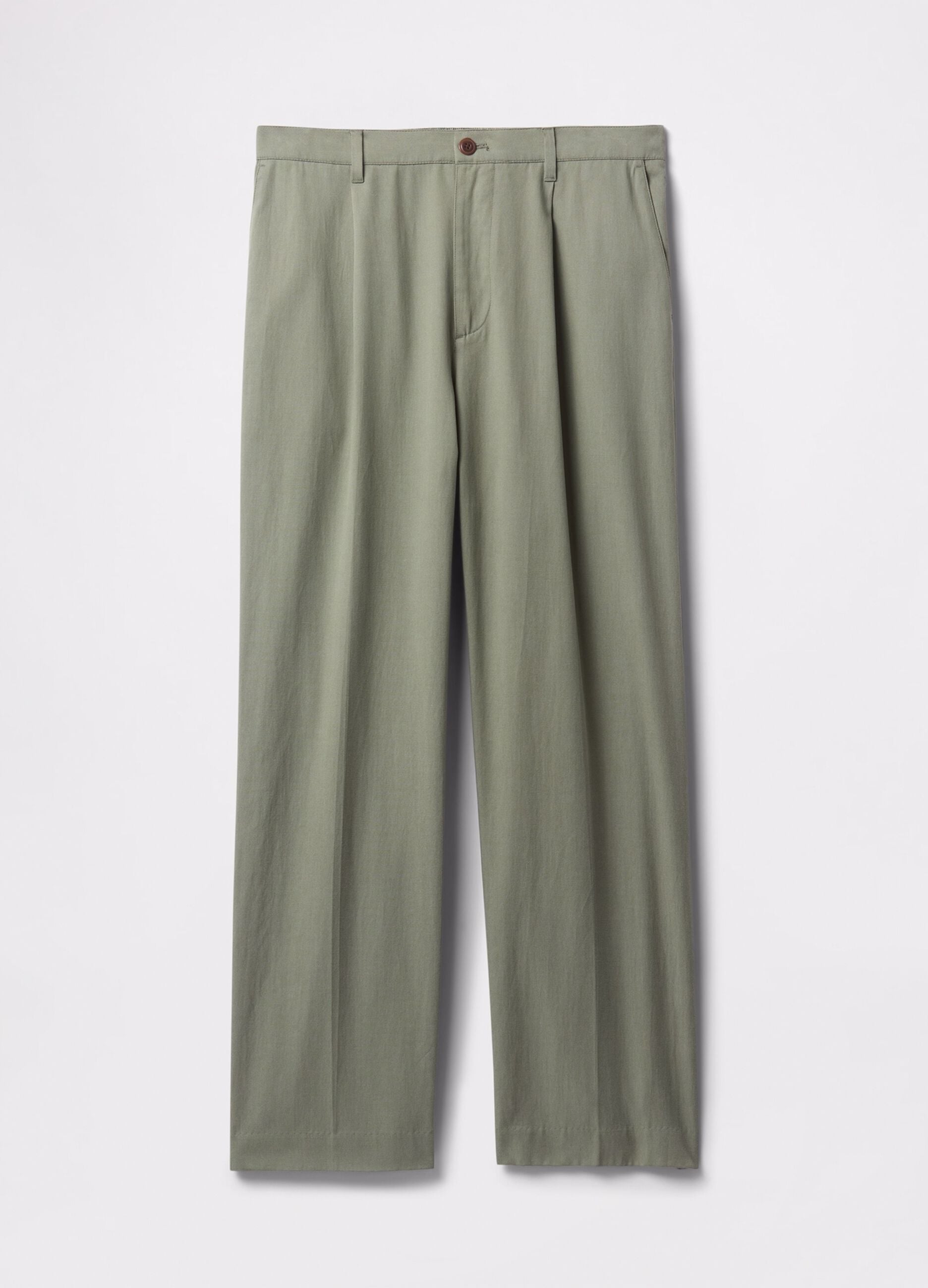 Green wide-leg trousers in Lyocell and cotton