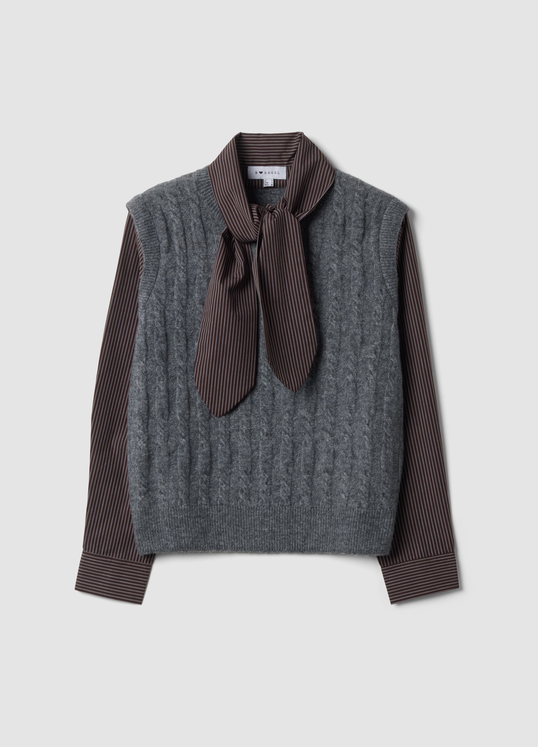 Grey stretch sweatshirt with crew neck