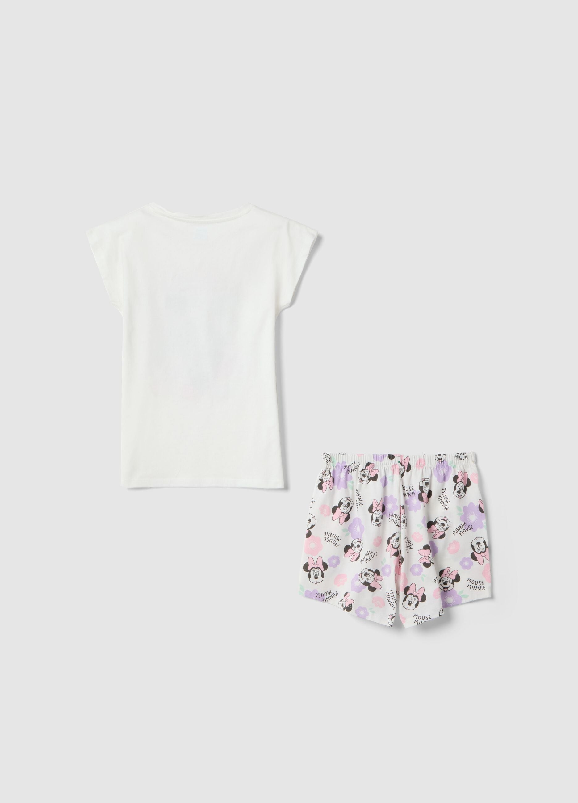 Girls' white pure cotton regular fit pyjamas featuring Minnie