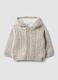 Grey hooded cable-knit jacket_0