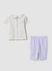 Purple and white pure organic cotton set with floral top and leggings_1
