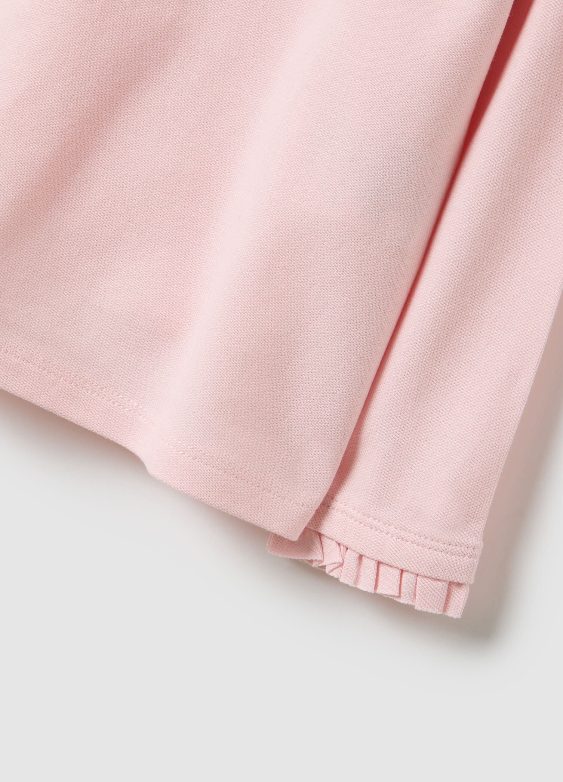 Polo rosa con volant da bimba in cotone elasticizzato regular fit