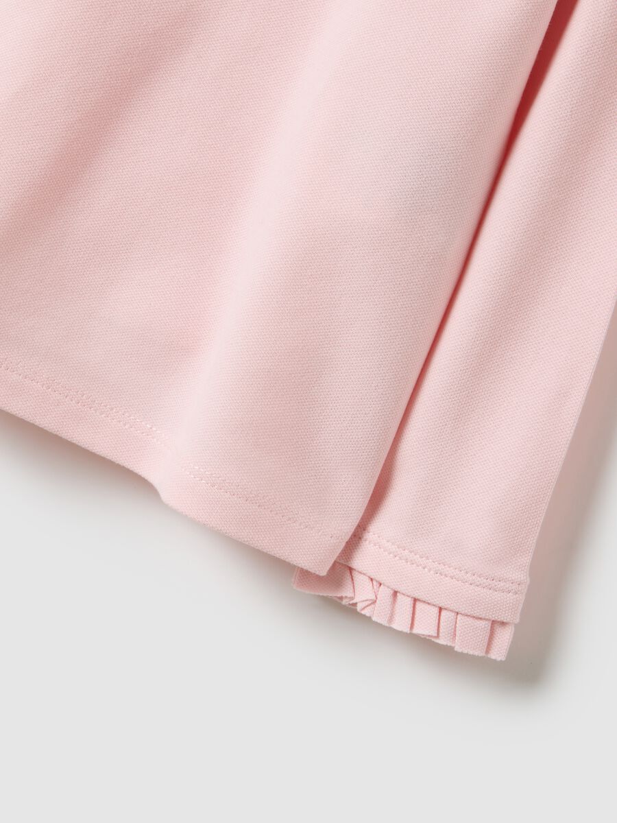 Polo rosa con volant da bimba in cotone elasticizzato regular fit_2