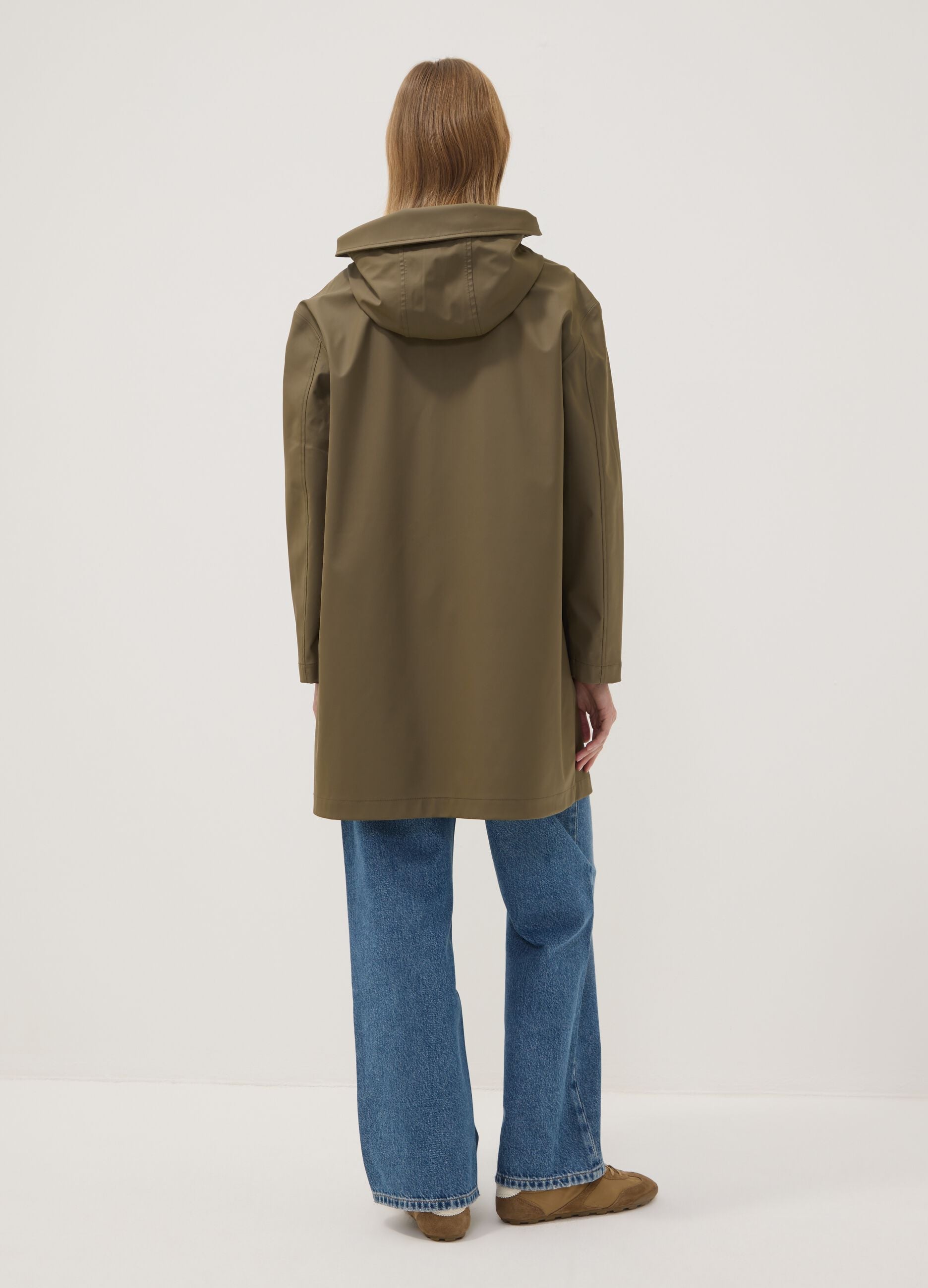 Long Green Hooded Zip Jacket