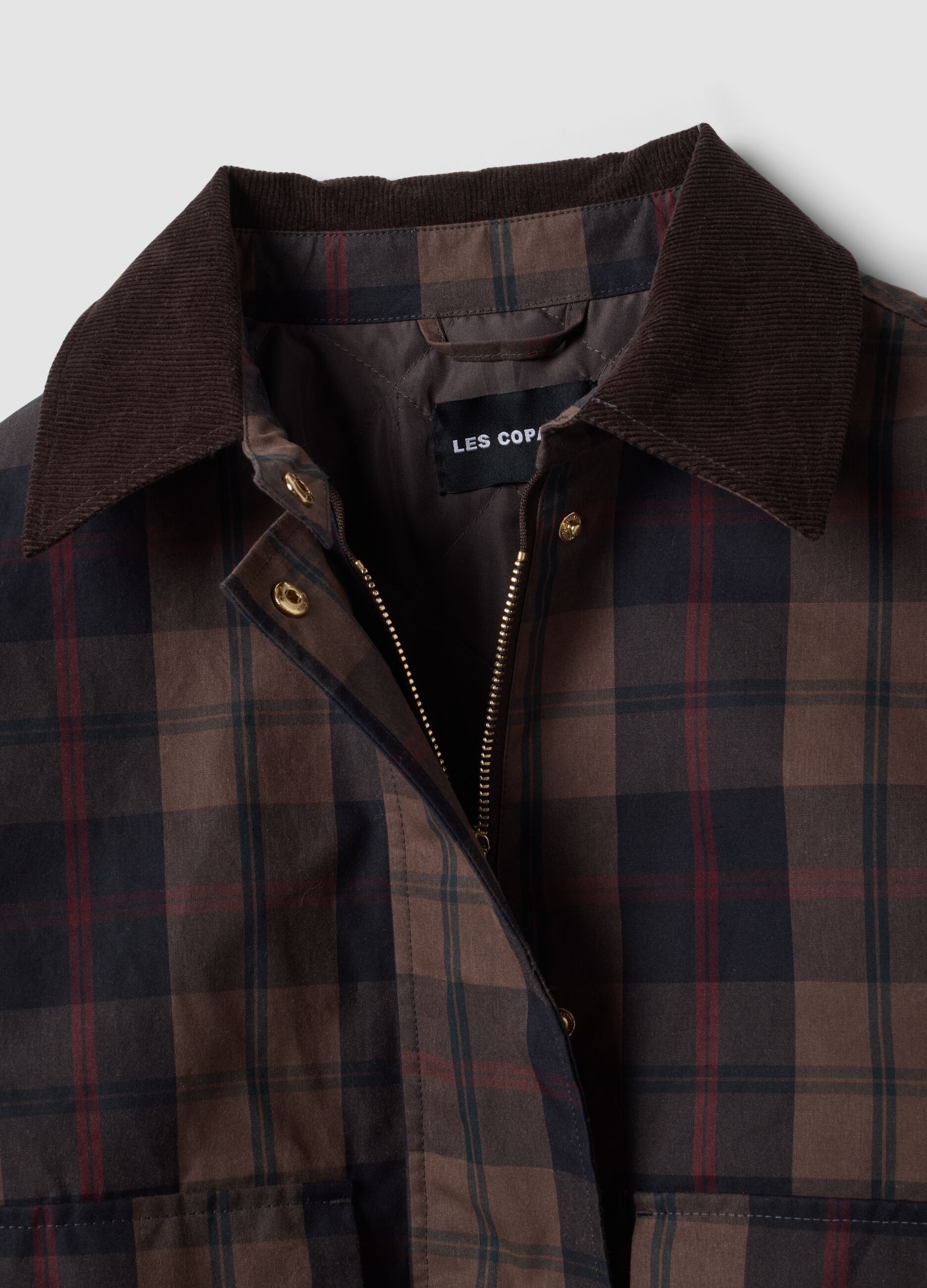 Brown checked padded pure cotton jacket