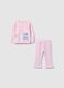 Set felpa pantalone rosa da bimba in cotone elasticizzato regular fit_0