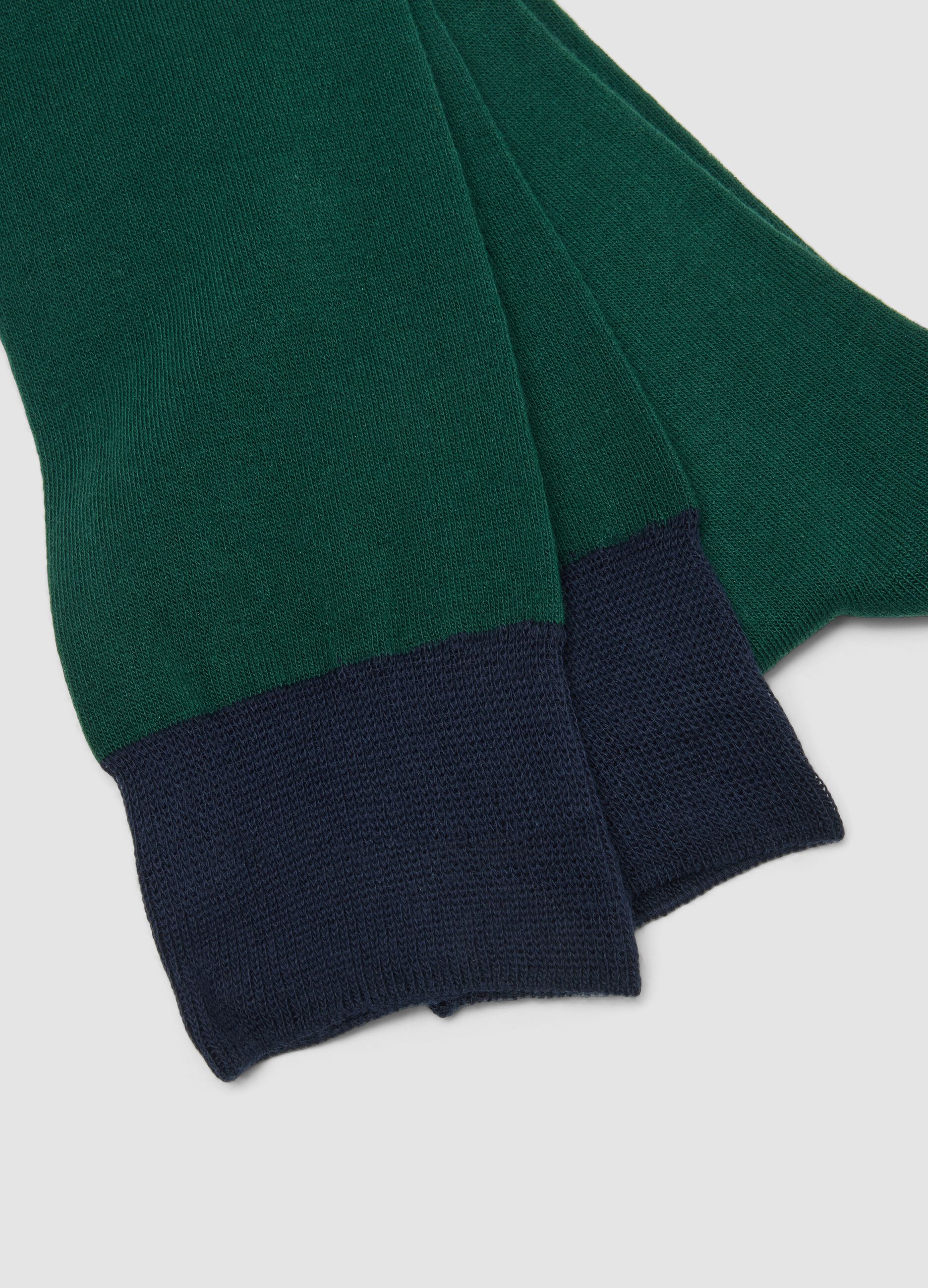 Multicolour stretch cotton blend long socks twin pack