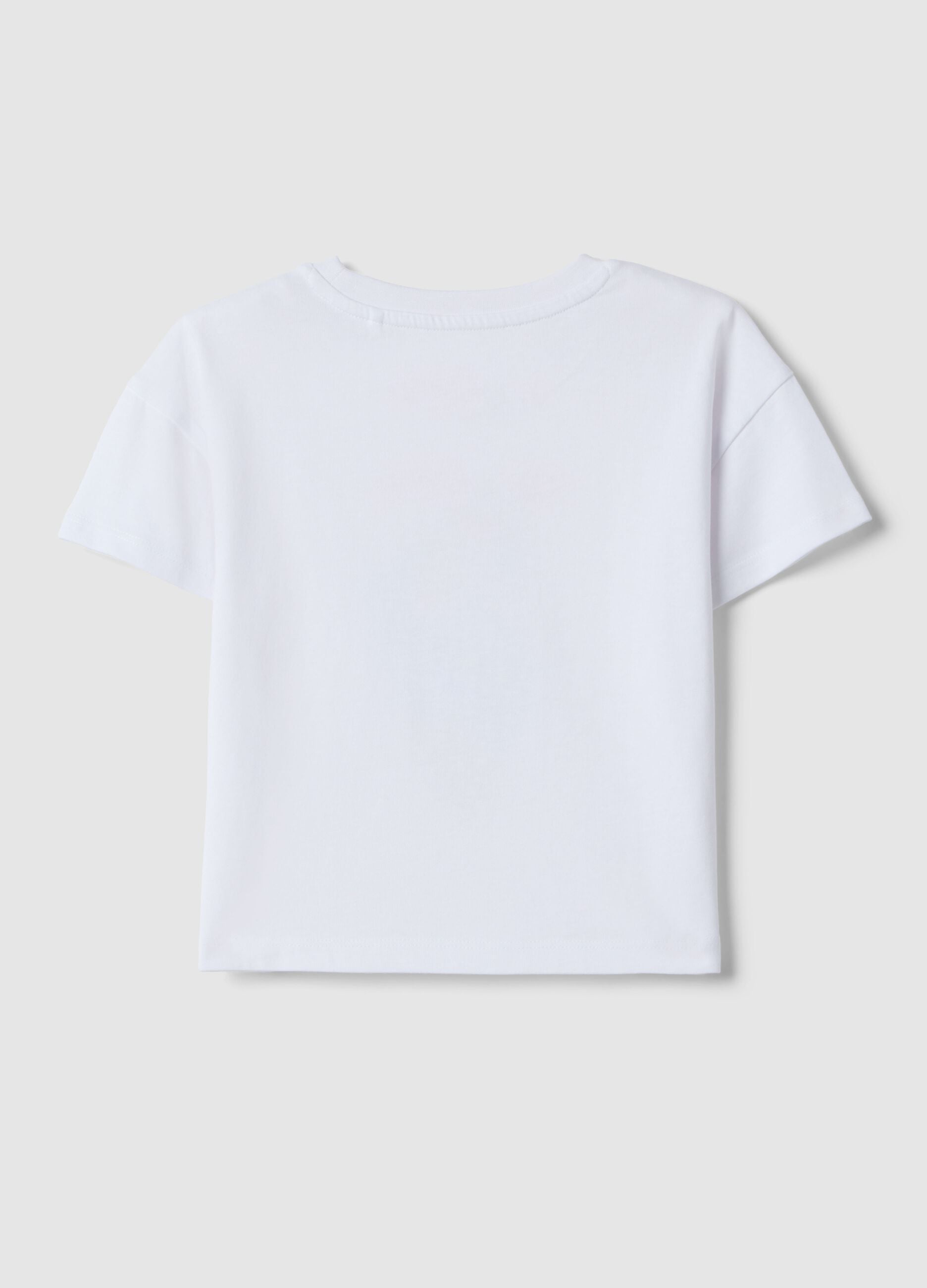 White pure cotton girls' t-shirt regular fit with ice cream
