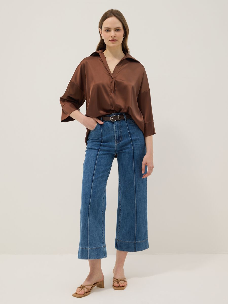 Brown Satin Regular Fit Blouse_1